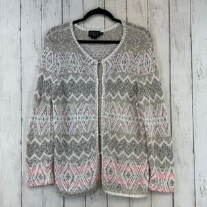 Pendleton Cream/Tan Southwestern Long Sleeve Crochet Sweater Cardigan Size Large